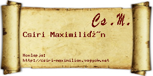 Csiri Maximilián névjegykártya